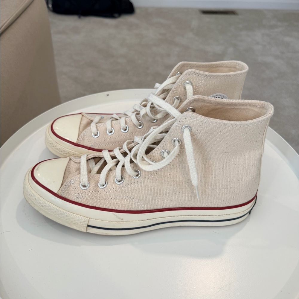 Converse Canvas High-Tops in Beige and White